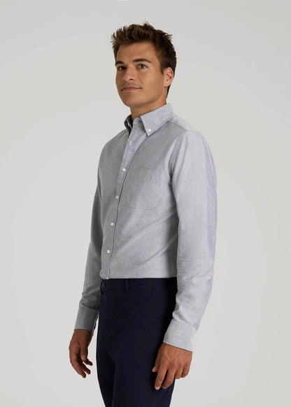 Oxford Cloth Button Down Shirt for Tall Men in Tradewinds Blue