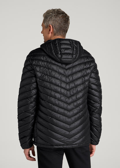 Packable Puffer Jacket for Tall Men in Black