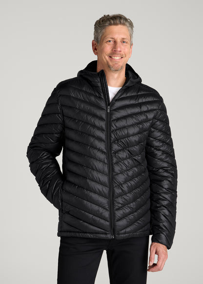Packable Puffer Jacket for Tall Men in Black
