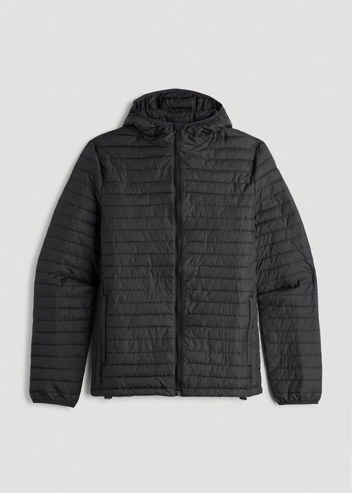 Packable Puffer Jacket for Tall Men in Black