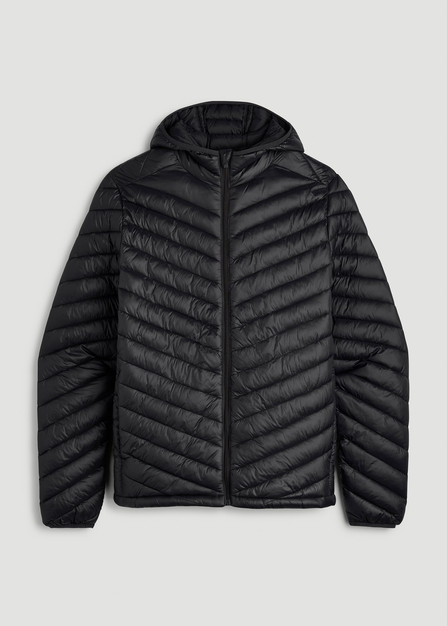 Packable Puffer Jacket for Tall Men in Black