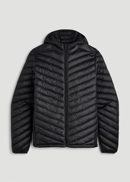Packable Puffer Jacket for Tall Men in Black