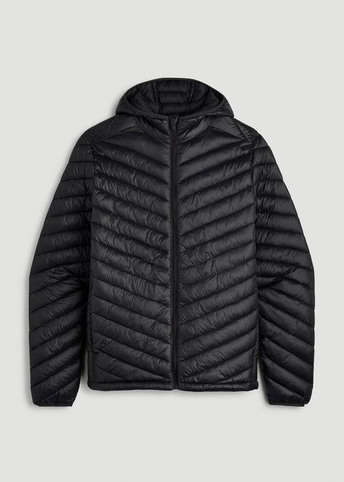 Packable Puffer Jacket for Tall Men in Black