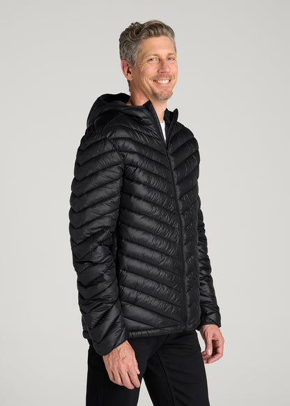Packable Puffer Jacket for Tall Men in Black