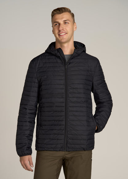 Packable Puffer Jacket for Tall Men in Black