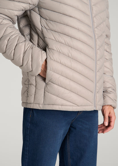 Packable Puffer Jacket for Tall Men in Moon Rock