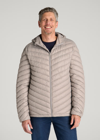 Packable Puffer Jacket for Tall Men in Moon Rock