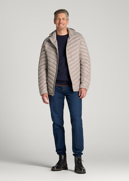 Packable Puffer Jacket for Tall Men in Moon Rock