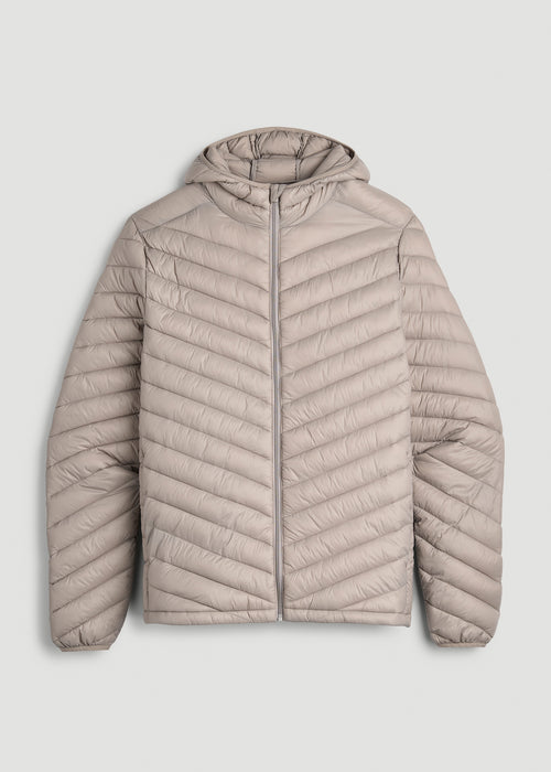 Packable Puffer Jacket for Tall Men in Moon Rock