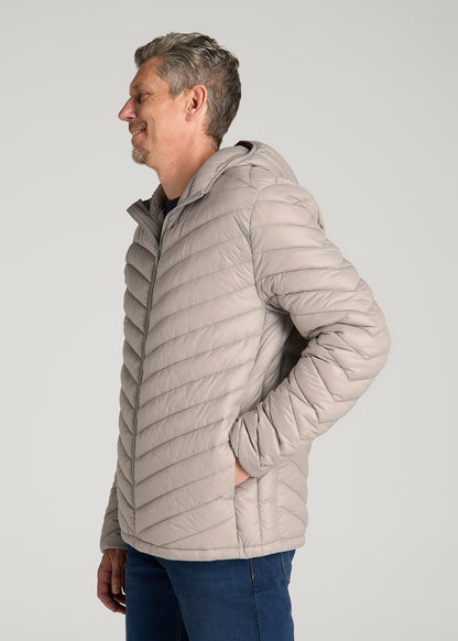 Packable Puffer Jacket for Tall Men in Moon Rock