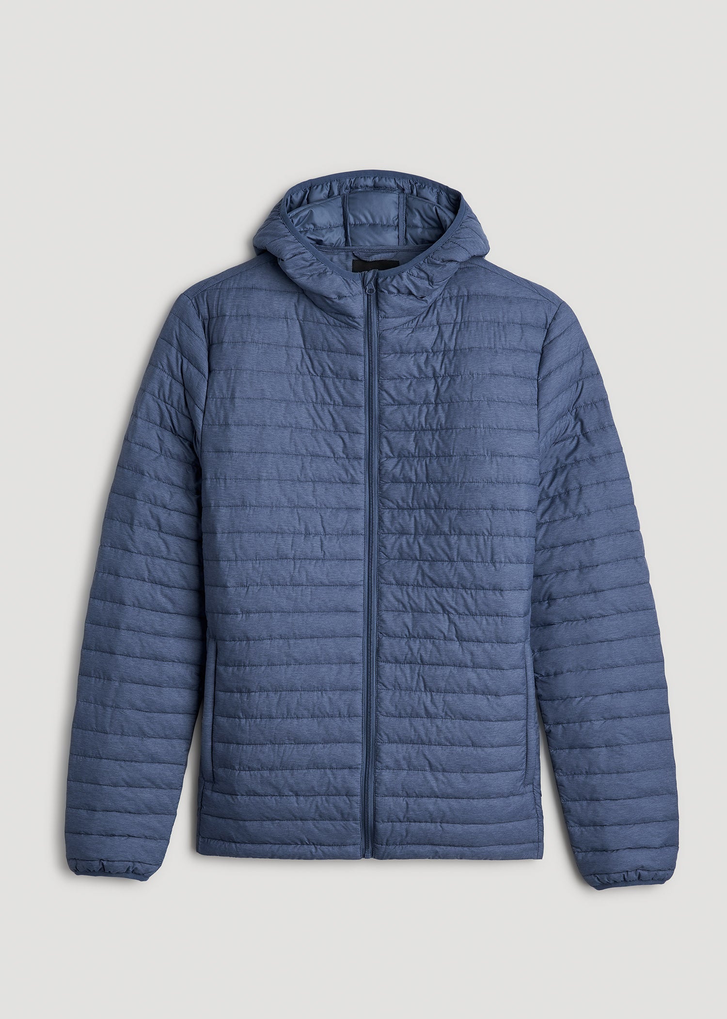 Packable Puffer Jacket for Tall Men in Steel Blue