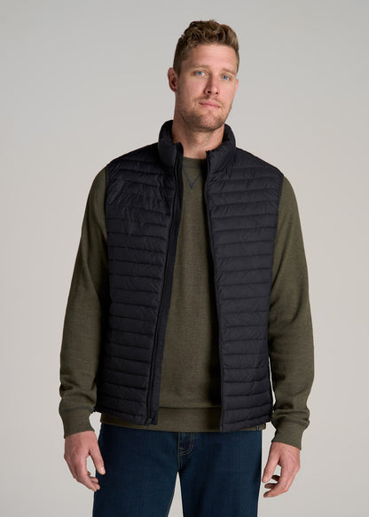 Packable Puffer Vest for Tall Men in Black