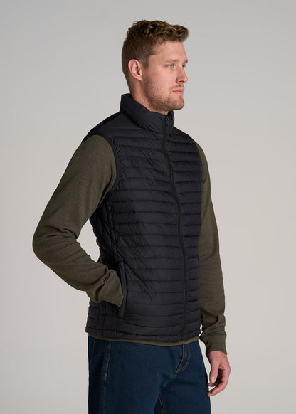Packable Puffer Vest for Tall Men in Black