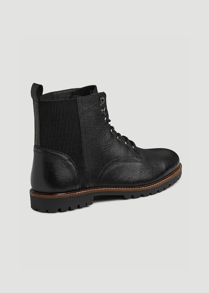Pebbled Leather Lace-Up Boots for Tall Men in Black 16 / Black Pebbled Leather Lace-Up Boots for Tall Men in Black 16 / Black