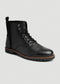 Pebbled Leather Lace-Up Boots for Tall Men in Black