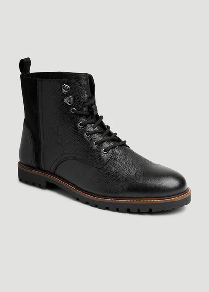 Pebbled Leather Lace-Up Boots for Tall Men | American Tall display picture 1