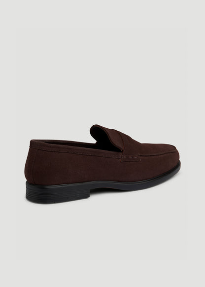 Penny Loafers for Tall Men in Dark Brown Suede