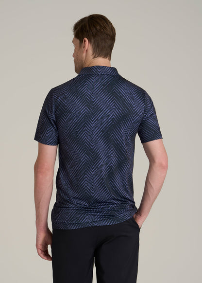 Golf Performance Polo Shirt for Tall Men in Future Dusk Chevron