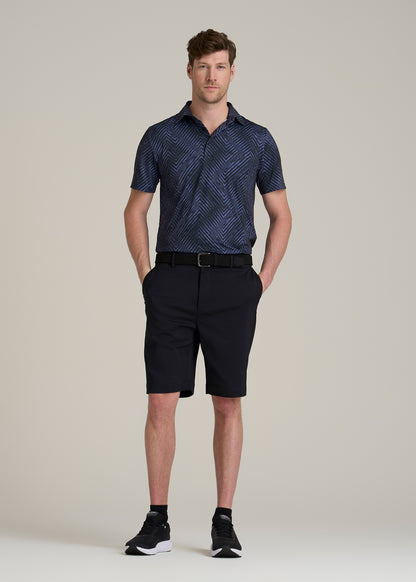 Golf Performance Polo Shirt for Tall Men in Future Dusk Chevron