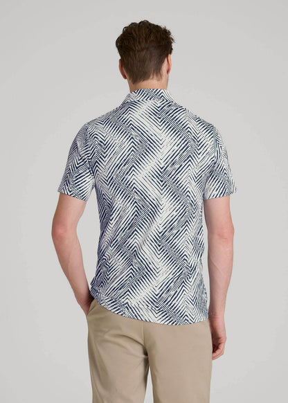 Golf Performance Polo Shirt for Tall Men in Navy Chevron