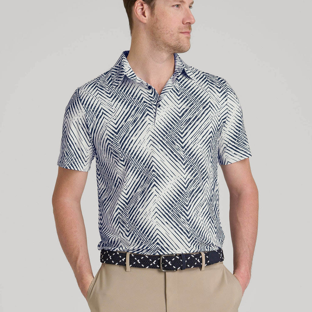 Golf Performance Polo Shirt for Tall Men in Navy Chevron XL / Tall / Navy Chevron
