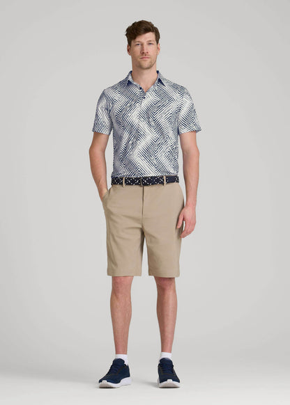 Golf Performance Polo Shirt for Tall Men in Navy Chevron