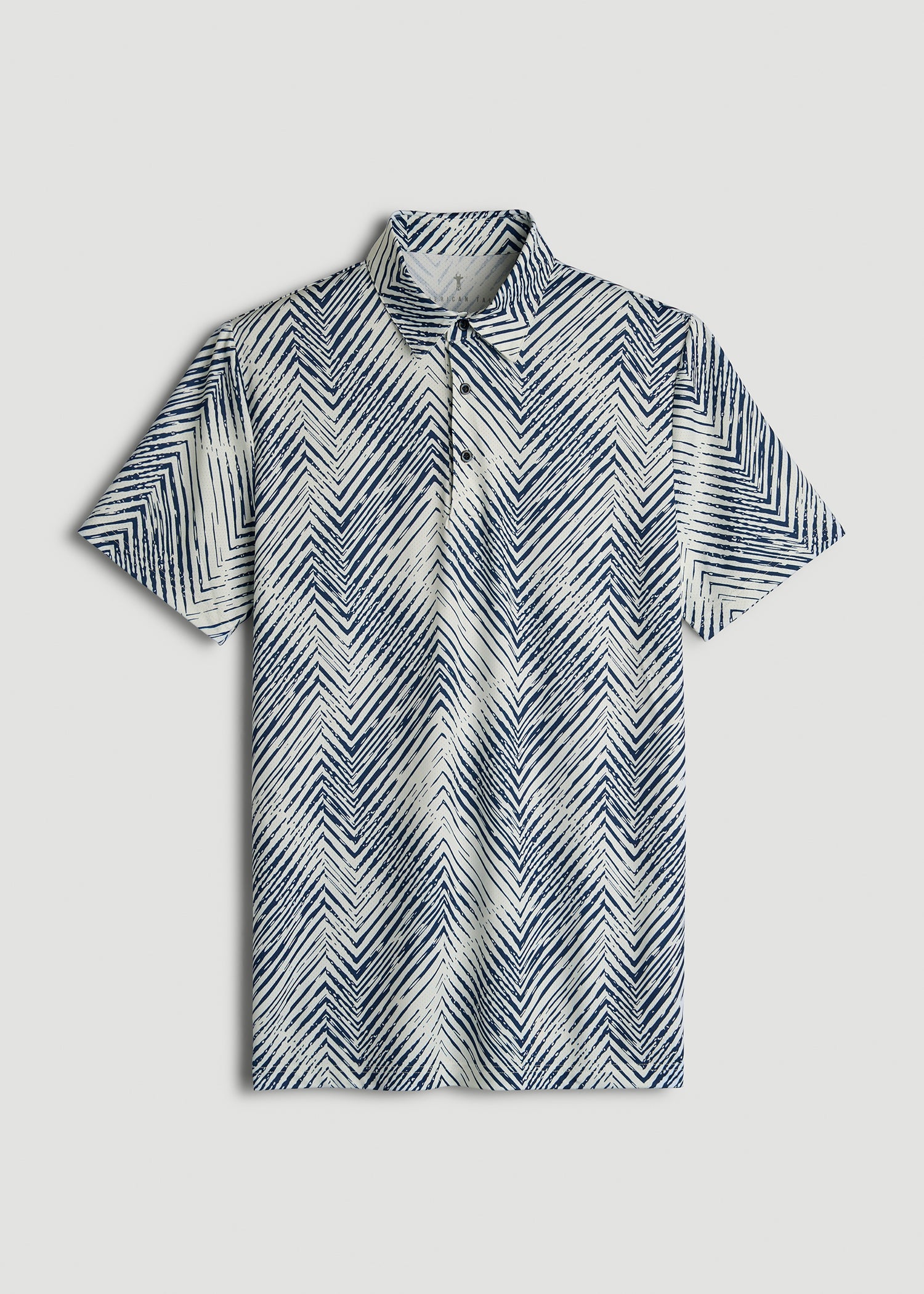Golf Performance Polo Shirt for Tall Men in Navy Chevron