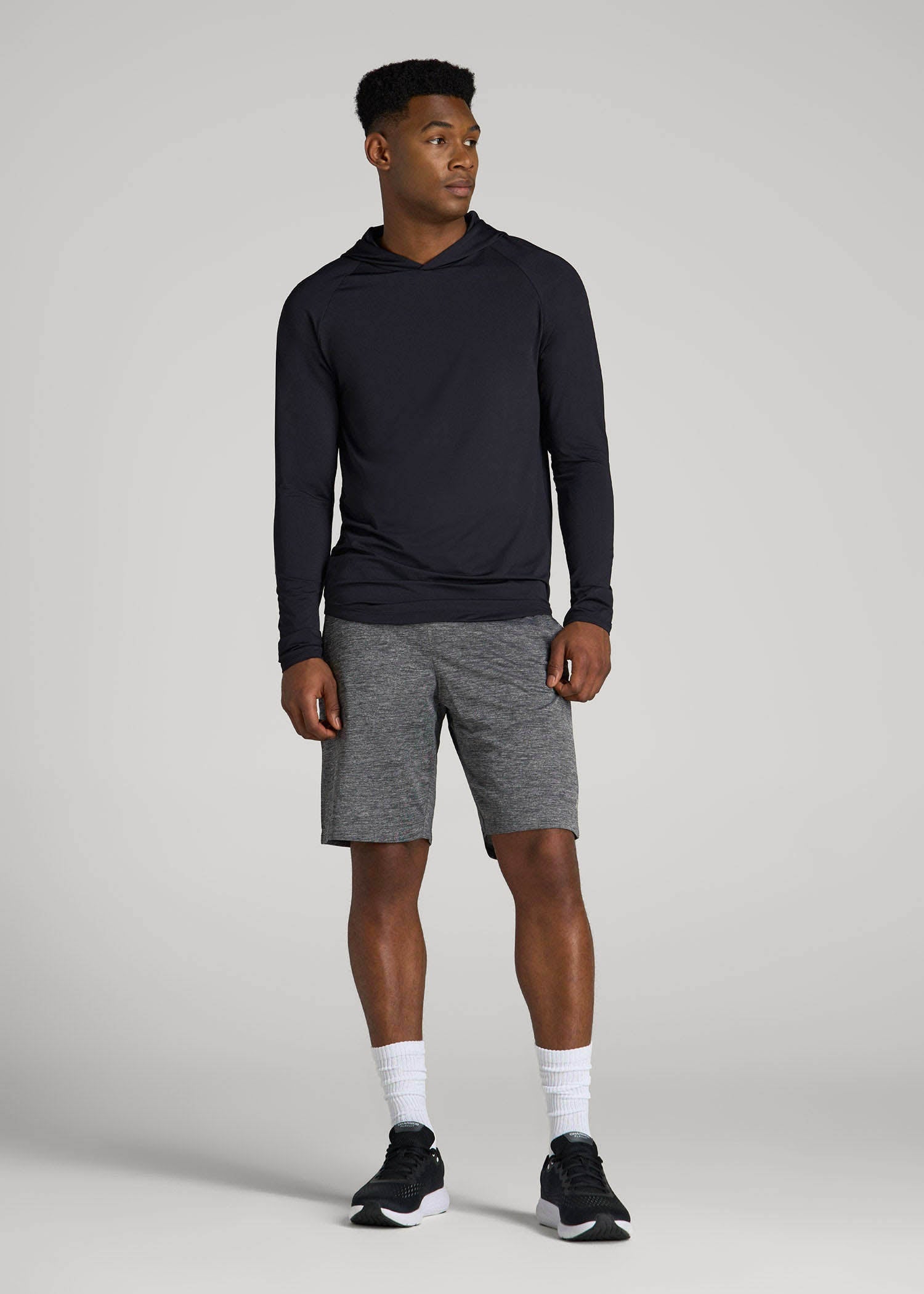 A.T. Performance Training Hoodie for Tall Men in Black