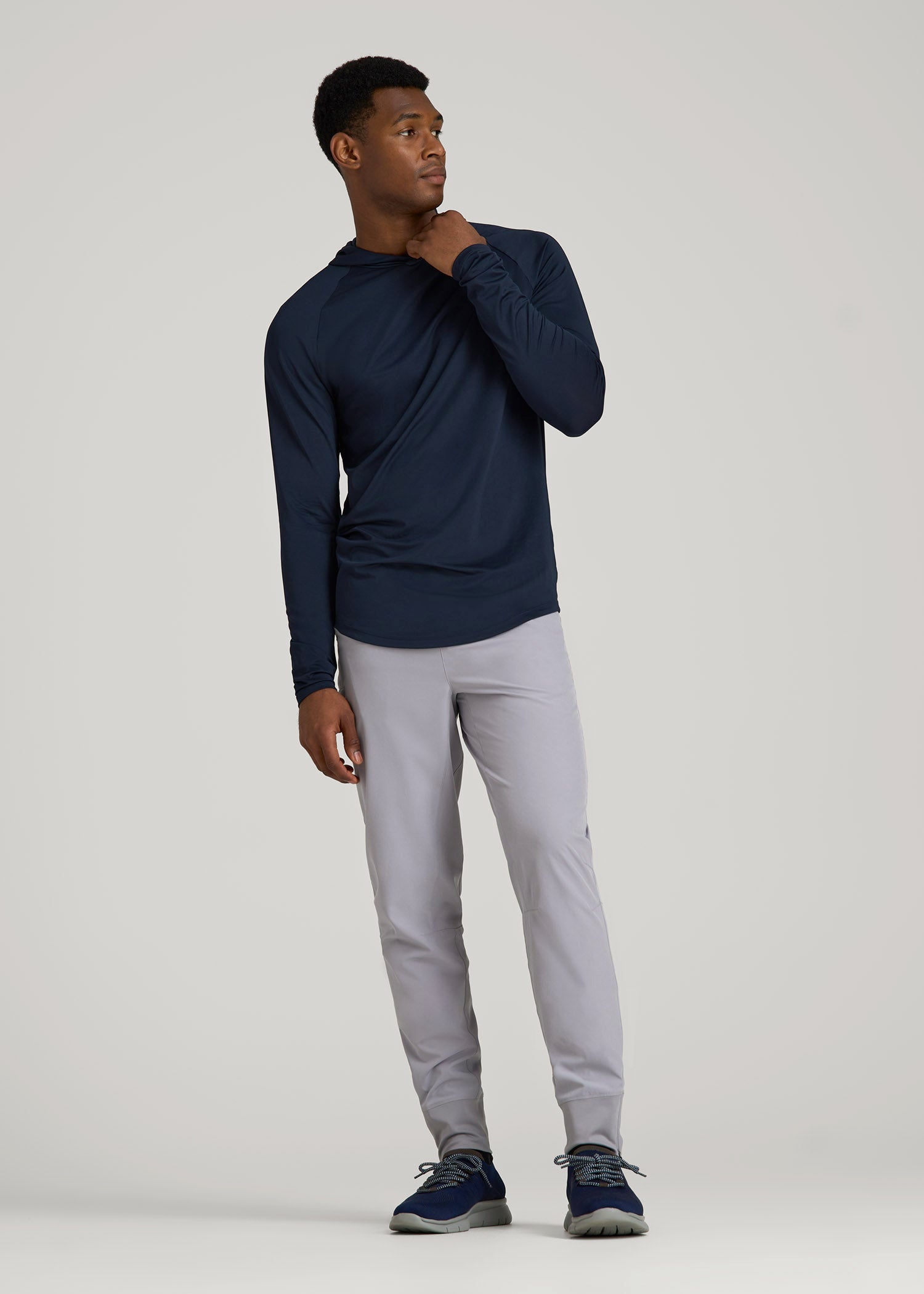 A.T. Performance Training Hoodie for Tall Men in Evening Blue