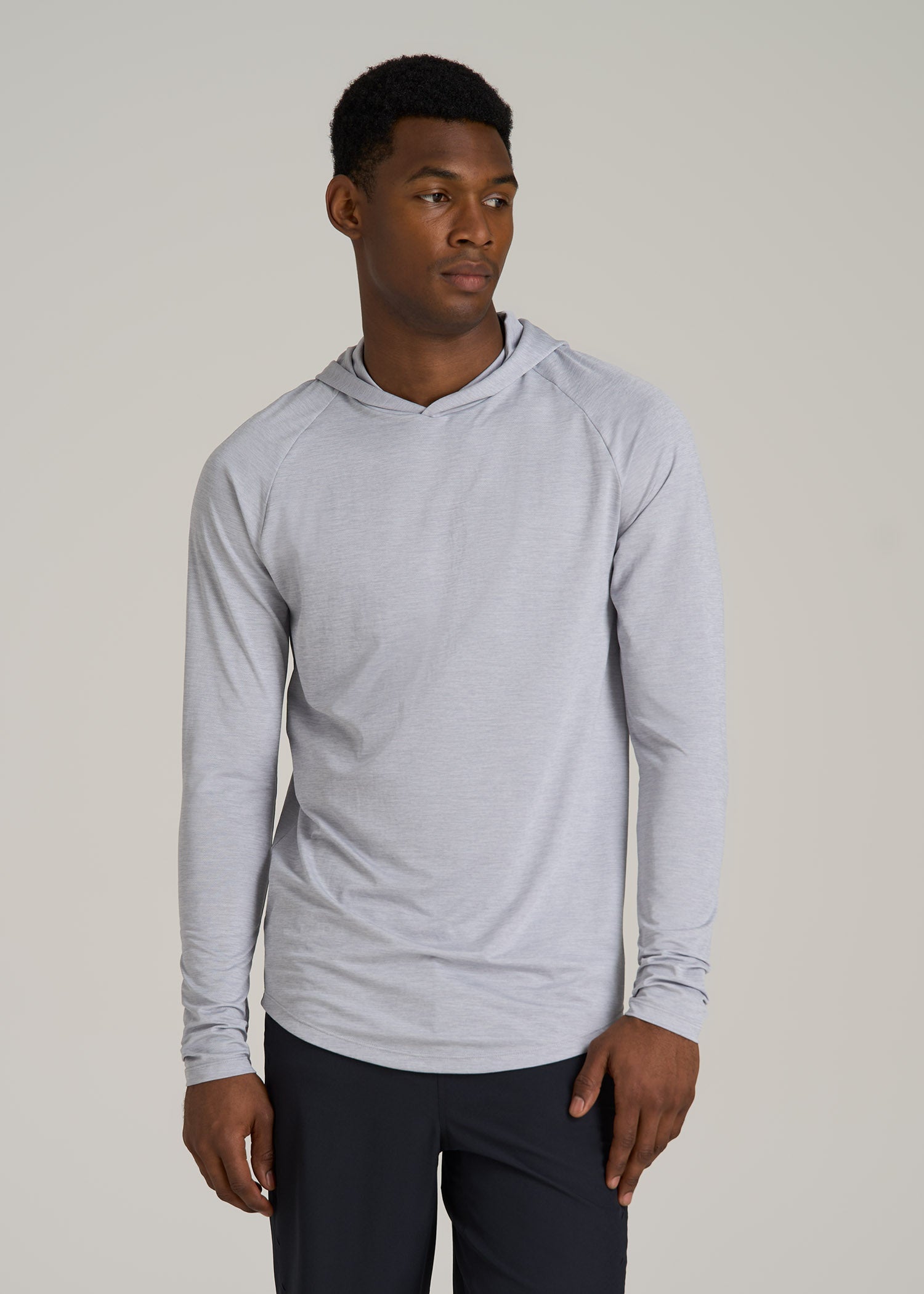 A.T. Performance Training Hoodie for Tall Men in Light Silver