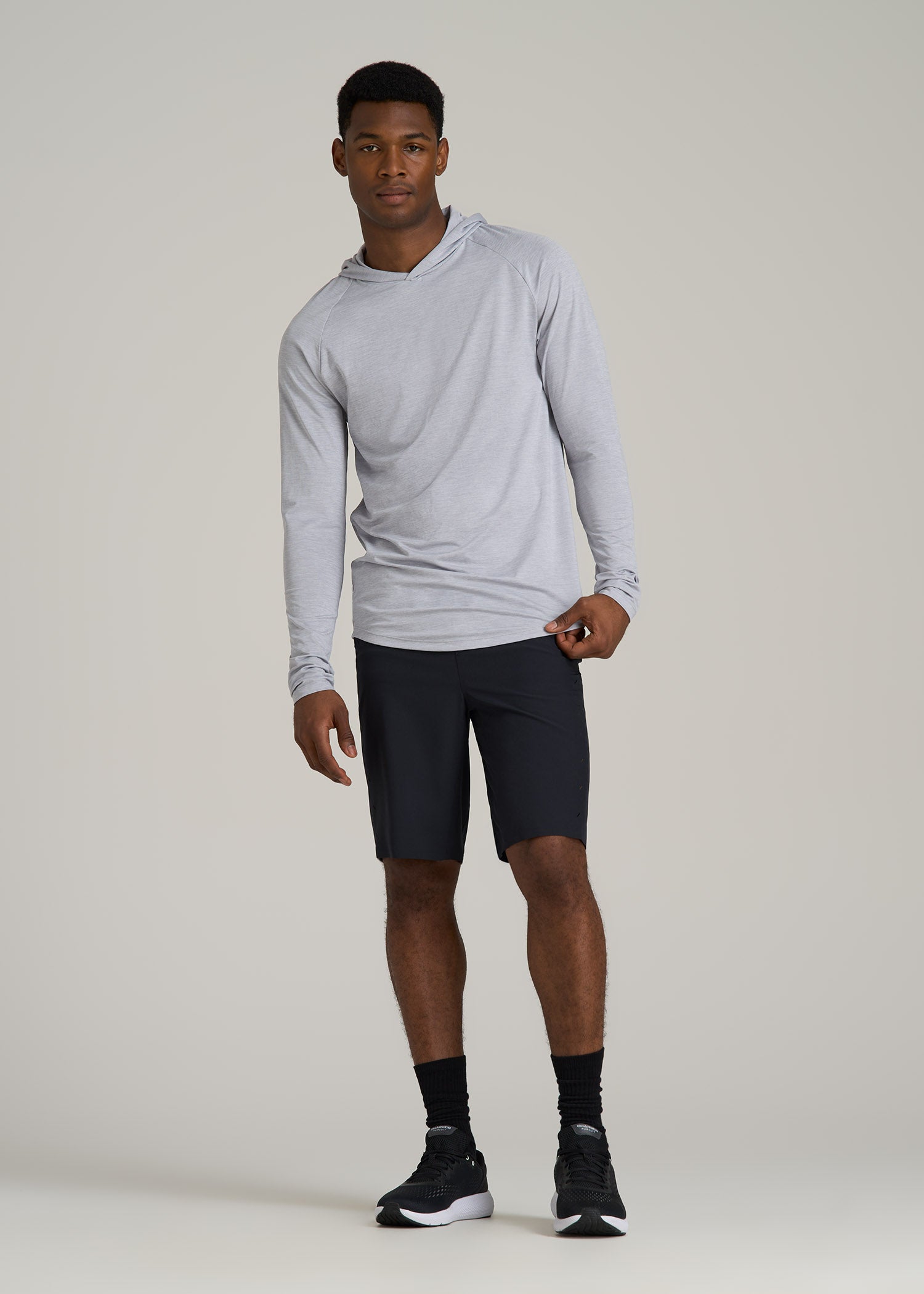 A.T. Performance Training Hoodie for Tall Men in Light Silver