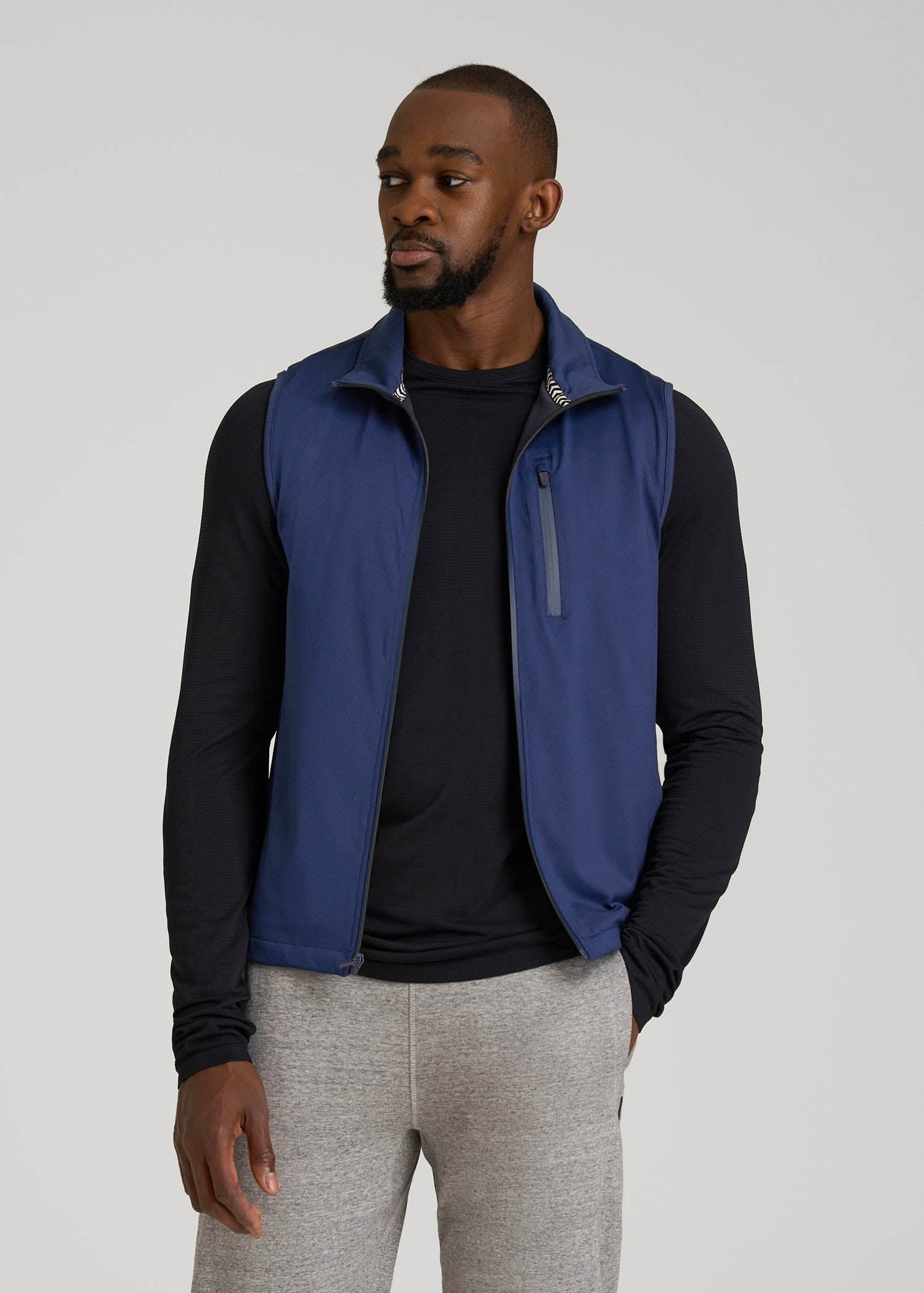 Performance Vest for Tall Men in Blue Mix
