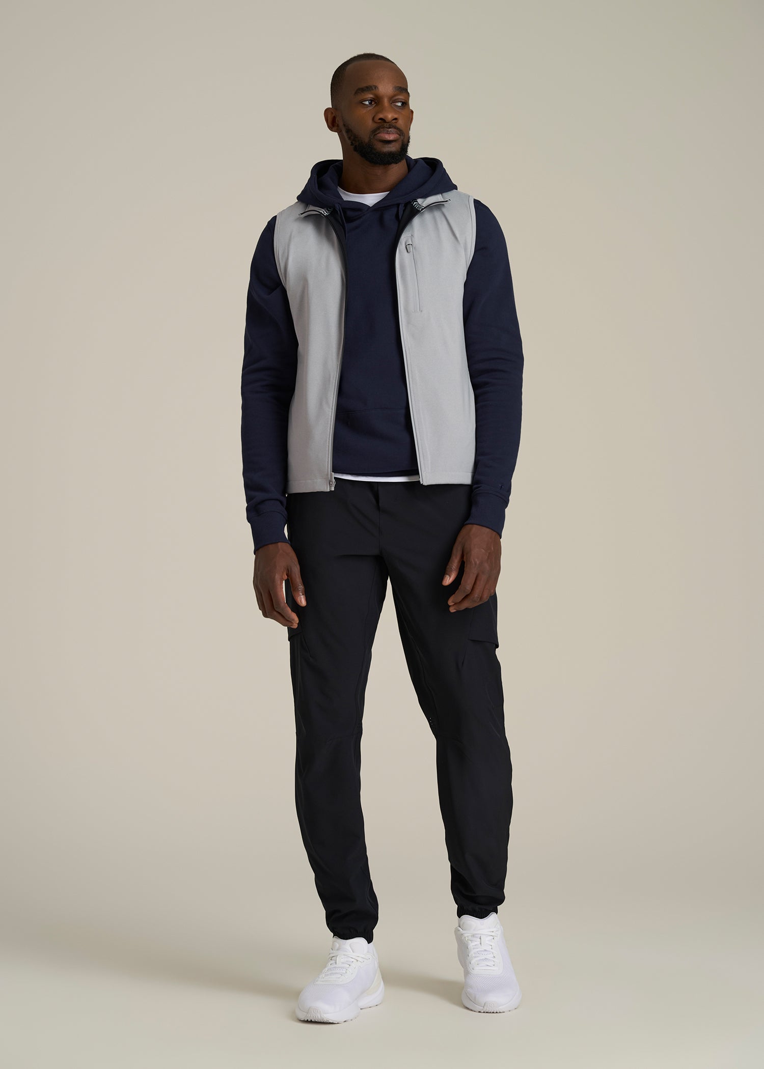 Performance Vest for Tall Men in Light Grey Mix