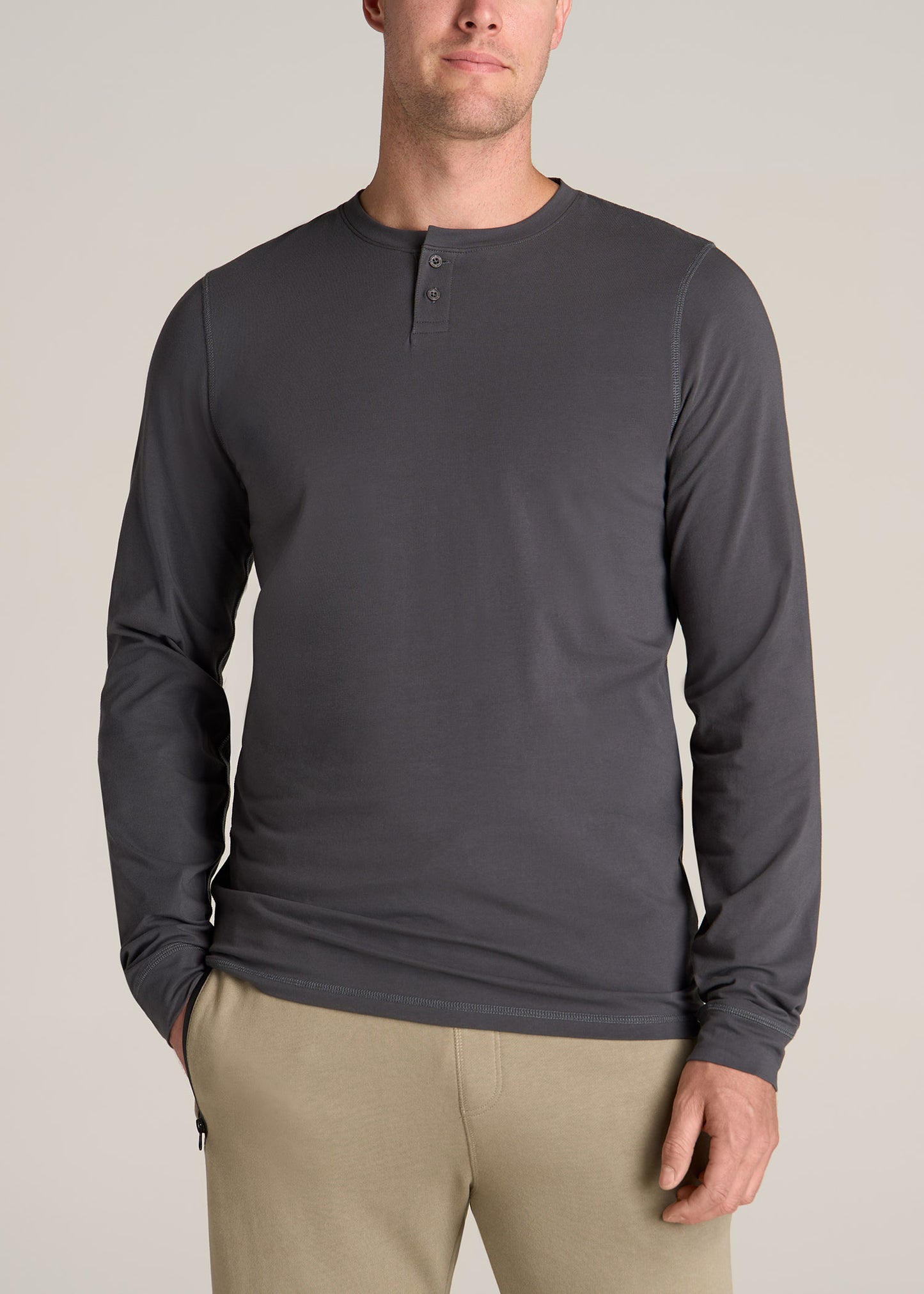 American-Tall-Men-Pima-Stretch-Knit-Henley-Iron-Grey-front