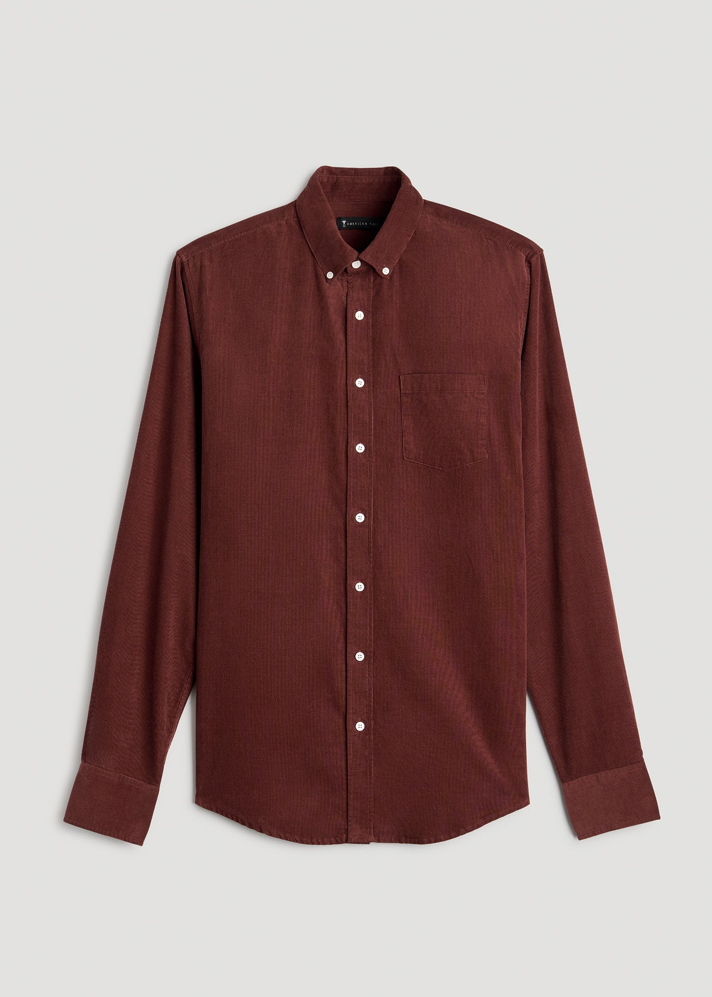 Pincord Button Shirt for Tall Men in Intense Rust