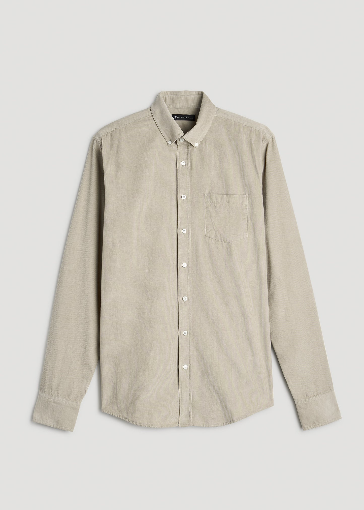 Pincord Button Shirt for Tall Men in Stone