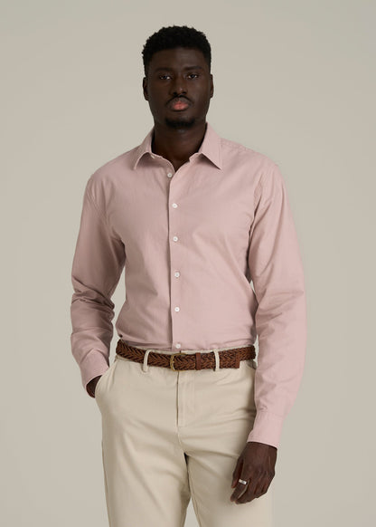 Pinpoint Oxford Shirt for Tall Men in Desert Rose