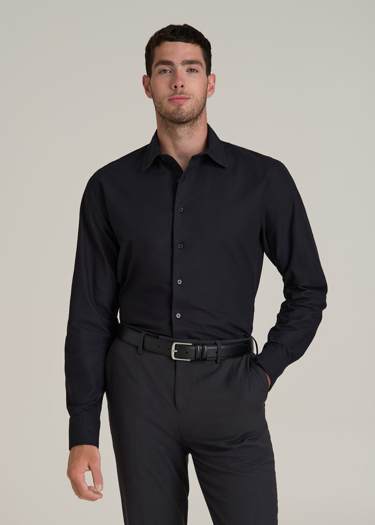 Pinpoint Oxford Shirt for Tall Men in Black