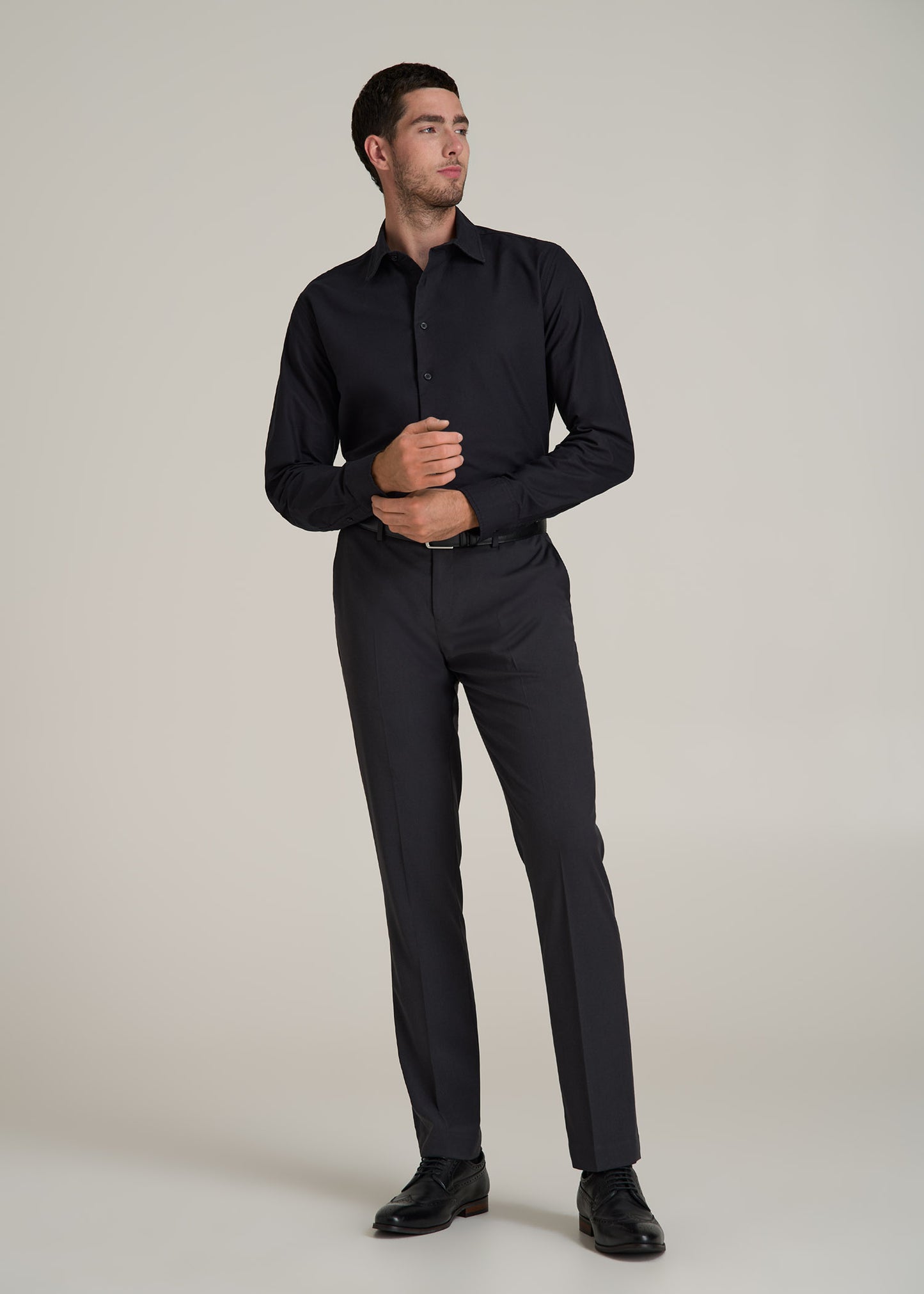 Pinpoint Oxford Shirt for Tall Men in Black