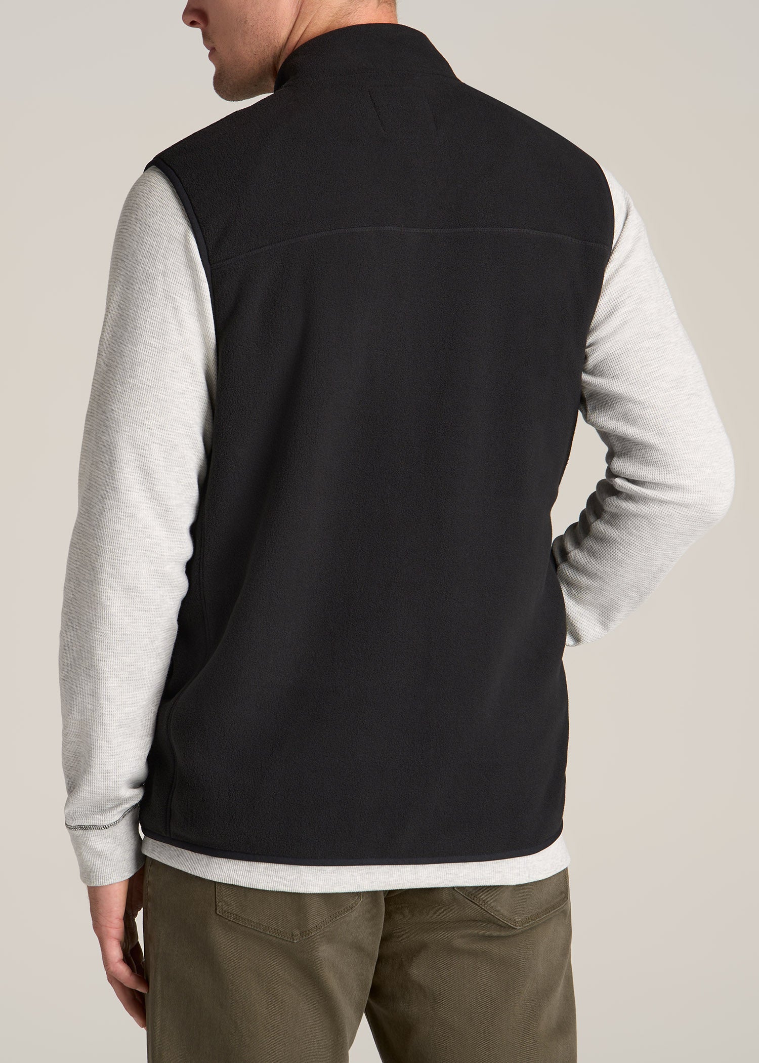 American-Tall-Men-Polar-Fleece-Sweater-Full-Zip-Vest-Black-back