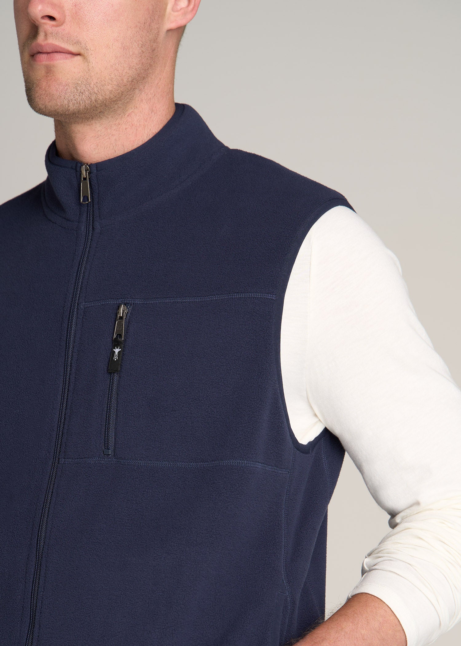American-Tall-Men-Polar-Fleece-Sweater-Full-Zip-Vest-Regal-Blue-detail