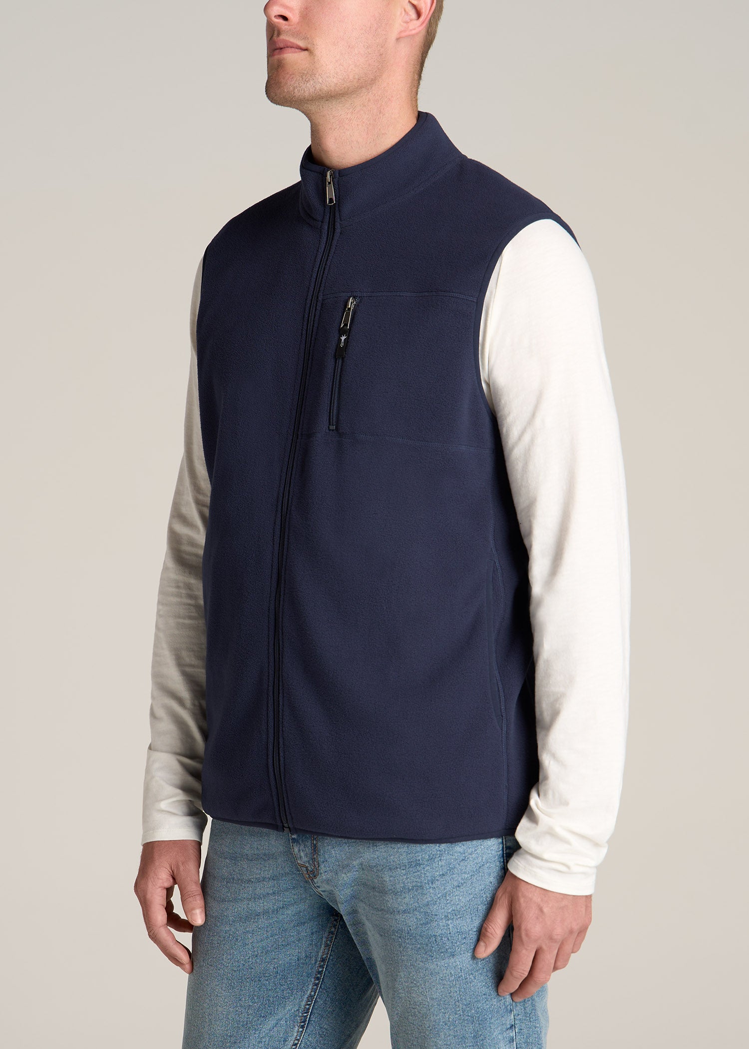 Polar Fleece Sweater Full Zip Vest for Tall Men