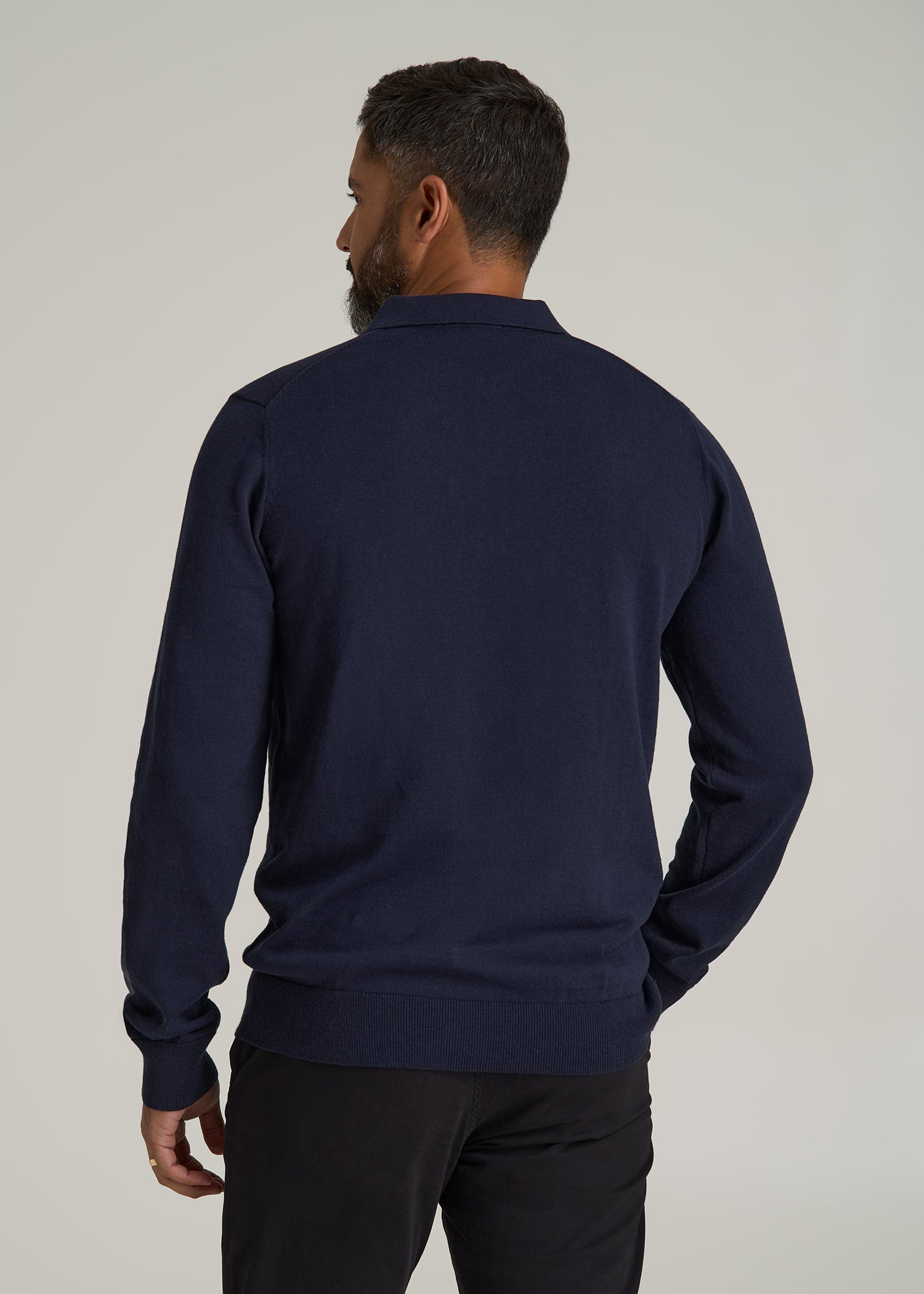 Polo Sweater for Tall Men in Evening Blue