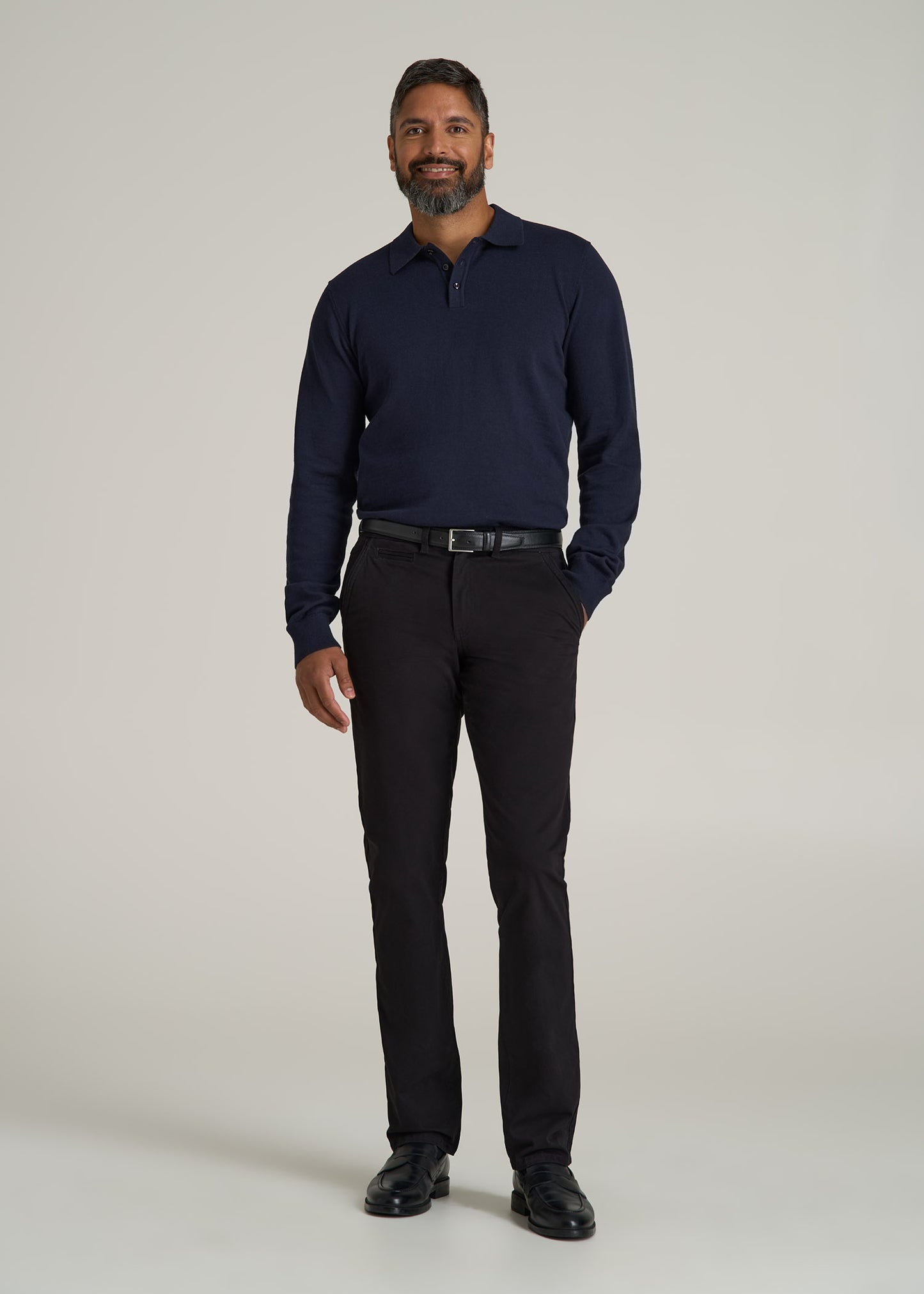 Men’s Tall Polo Sweater in Evening Blue