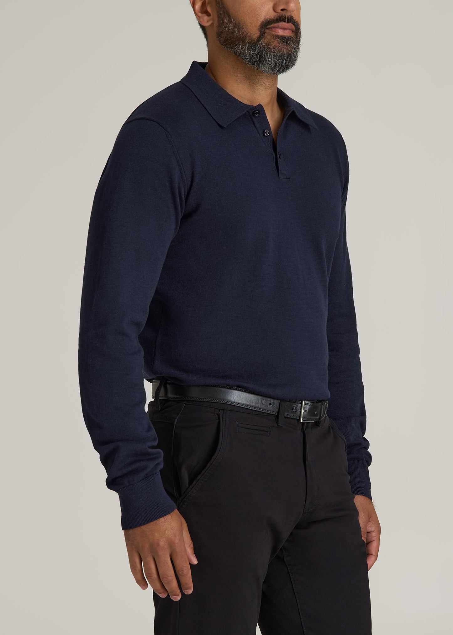 Men’s Tall Polo Sweater in Evening Blue