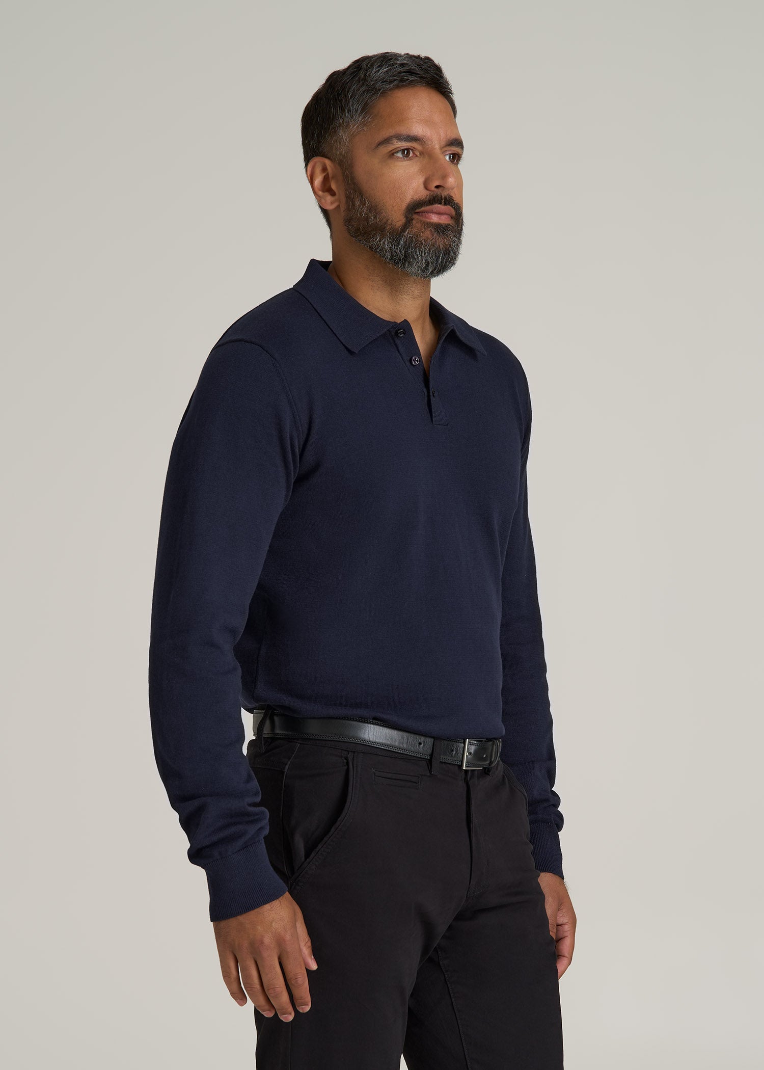 Polo Sweater for Tall Men in Evening Blue