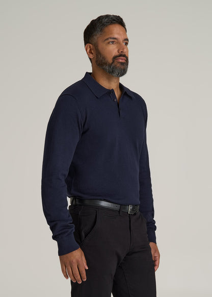 Polo Sweater for Tall Men in Evening Blue