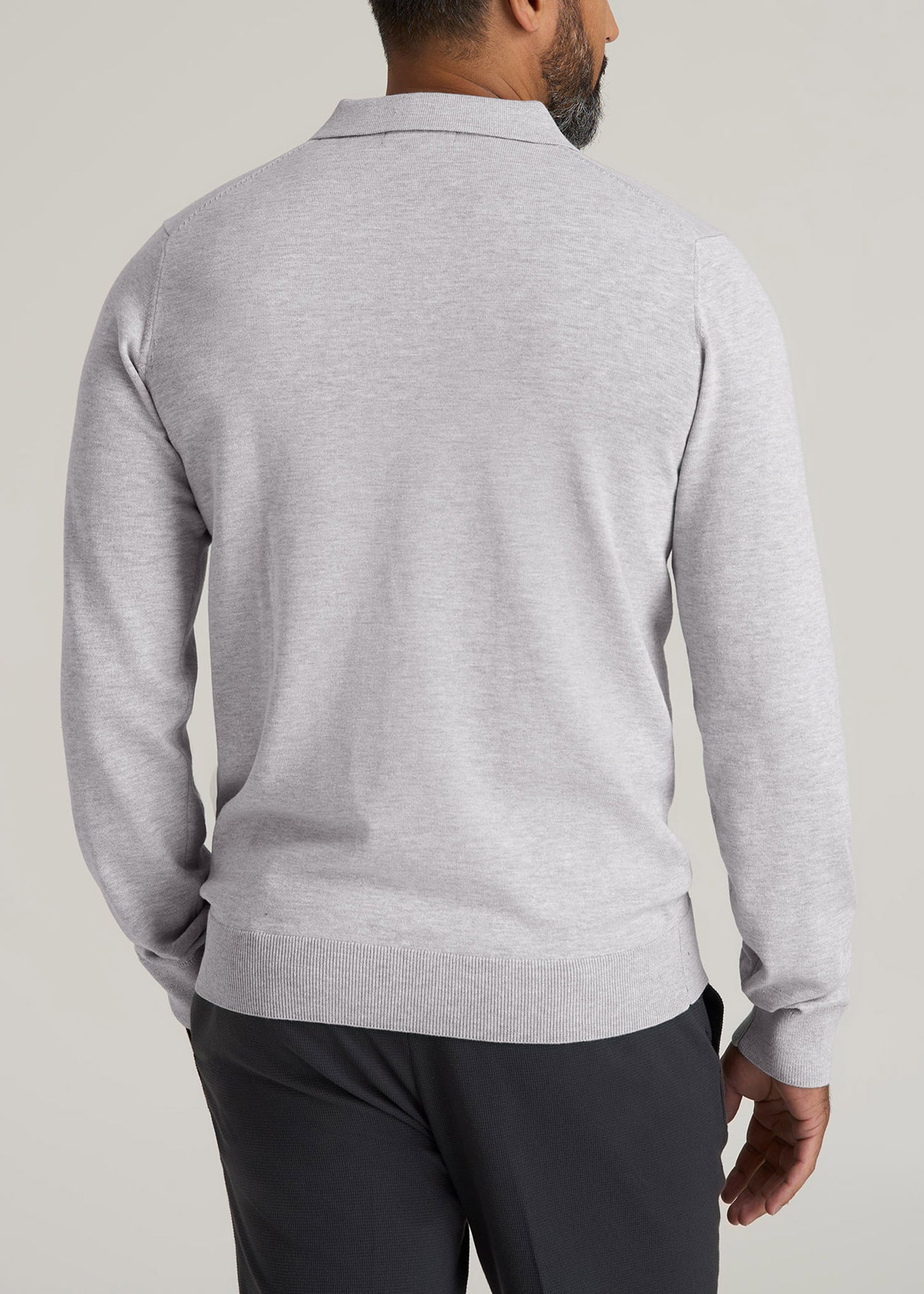 Men’s Tall Polo Sweater in Light Grey