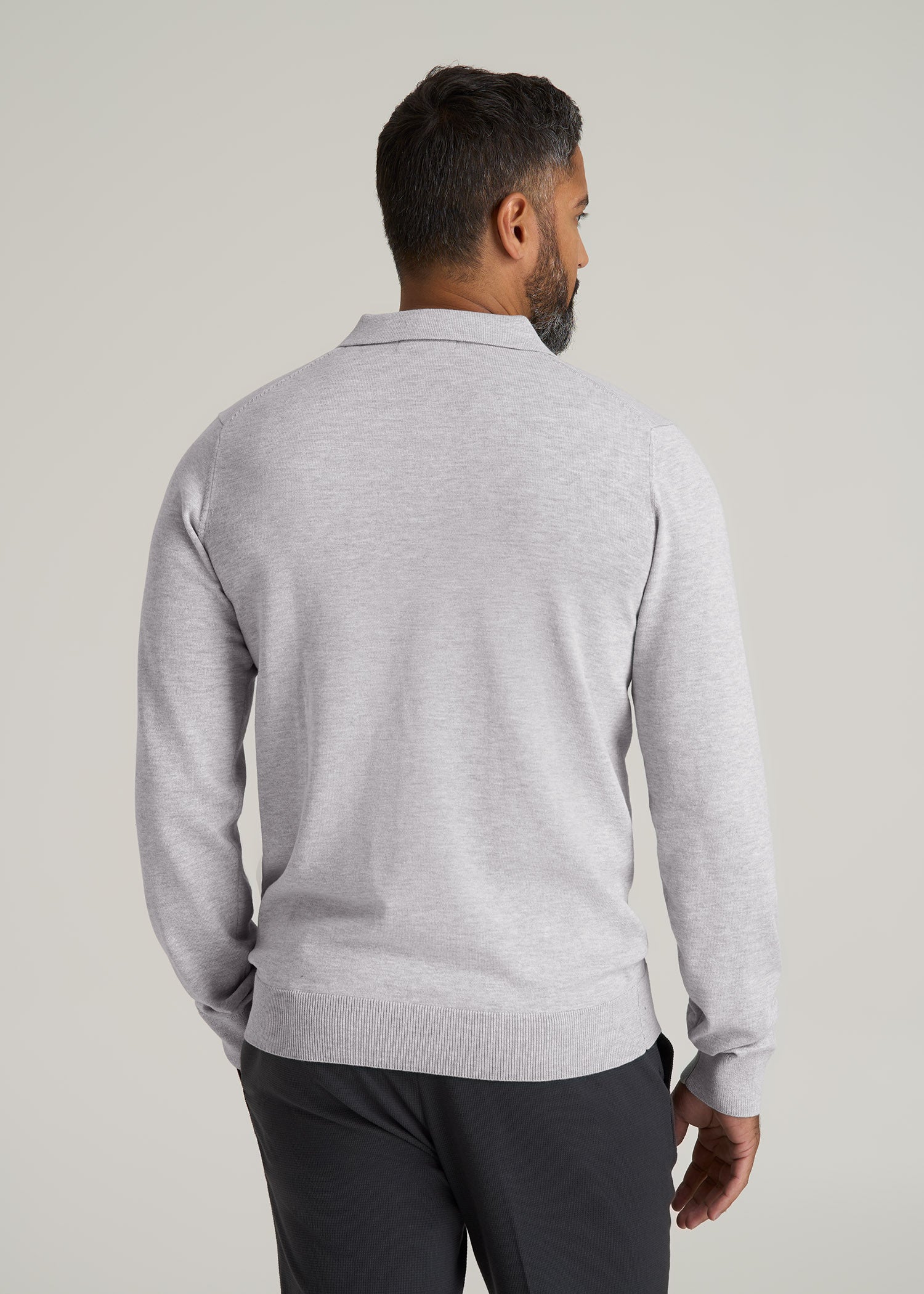 Polo Sweater for Tall Men in Light Grey