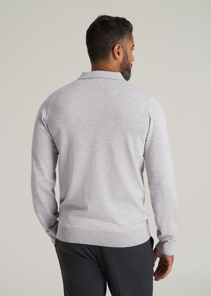 Polo Sweater for Tall Men in Light Grey